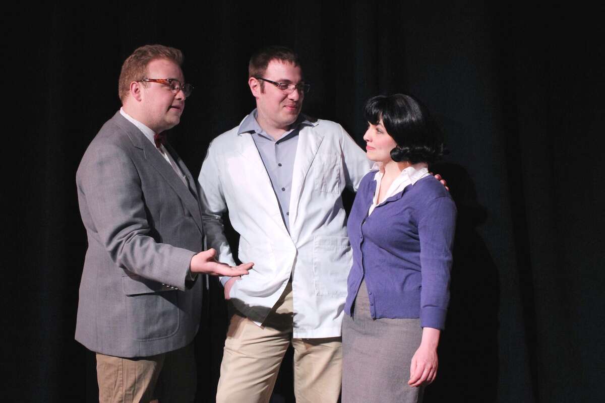 From left, Matthew Casey, of Milford, Jim Norton, of Stratford, and Holly Fasciano, of Milford, are featured in “The Heidi Chronicles” June 3-19 at Milford’s Eastbound Theatre.