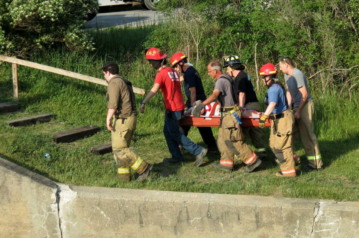 Fisherman rescued after fall in Berne lake's spillway