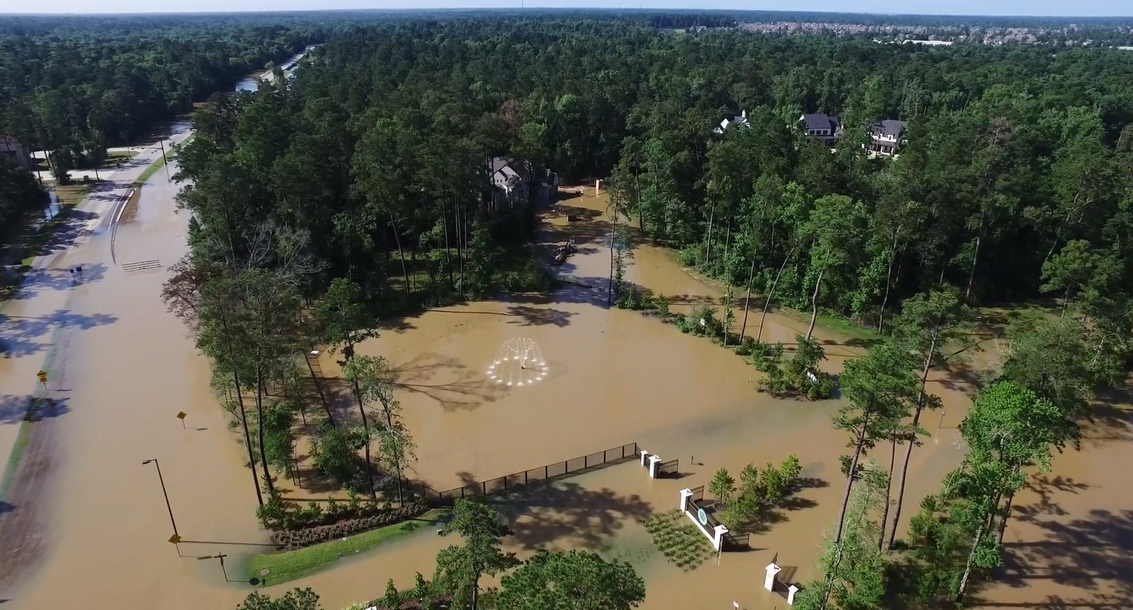 Drone Footage Shows Flooding In The Woodlands Near Houston 8850