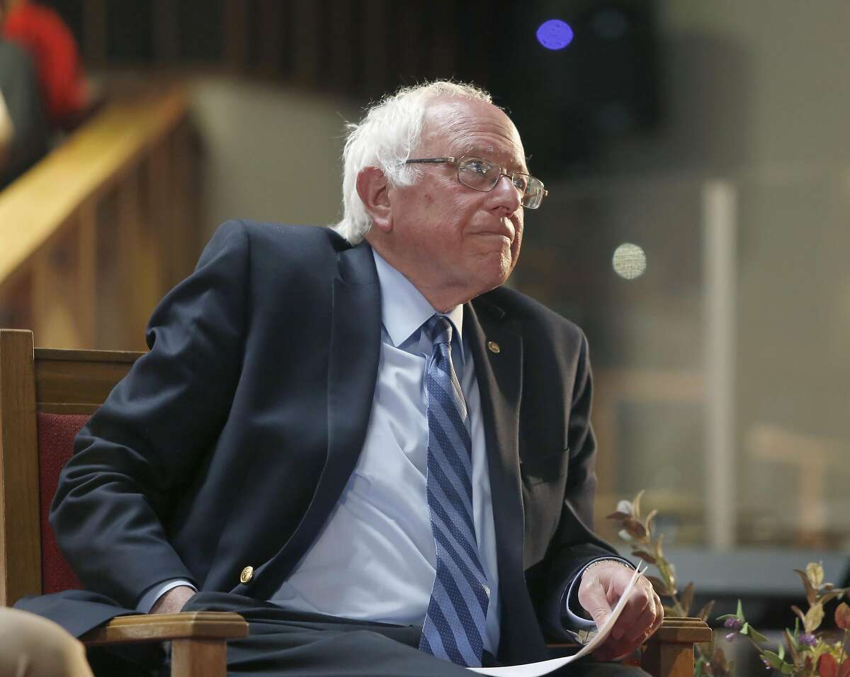 Senator Bernie Sanders pauses as he campaigns at Allen Temple Baptist Church on Monday, May 30, 2016 in Oakland, Calif.