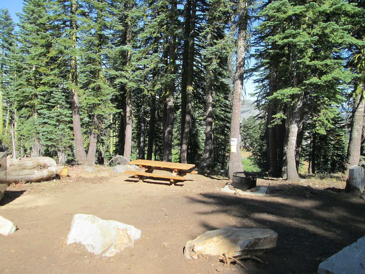 This empty campsite was found at Grouse Ridge in north Tahoe National Forest in the Bowman Lakes Recreation Area, a great trailhead camp -- and within walking range of the Grouse Ridge Lookout.
