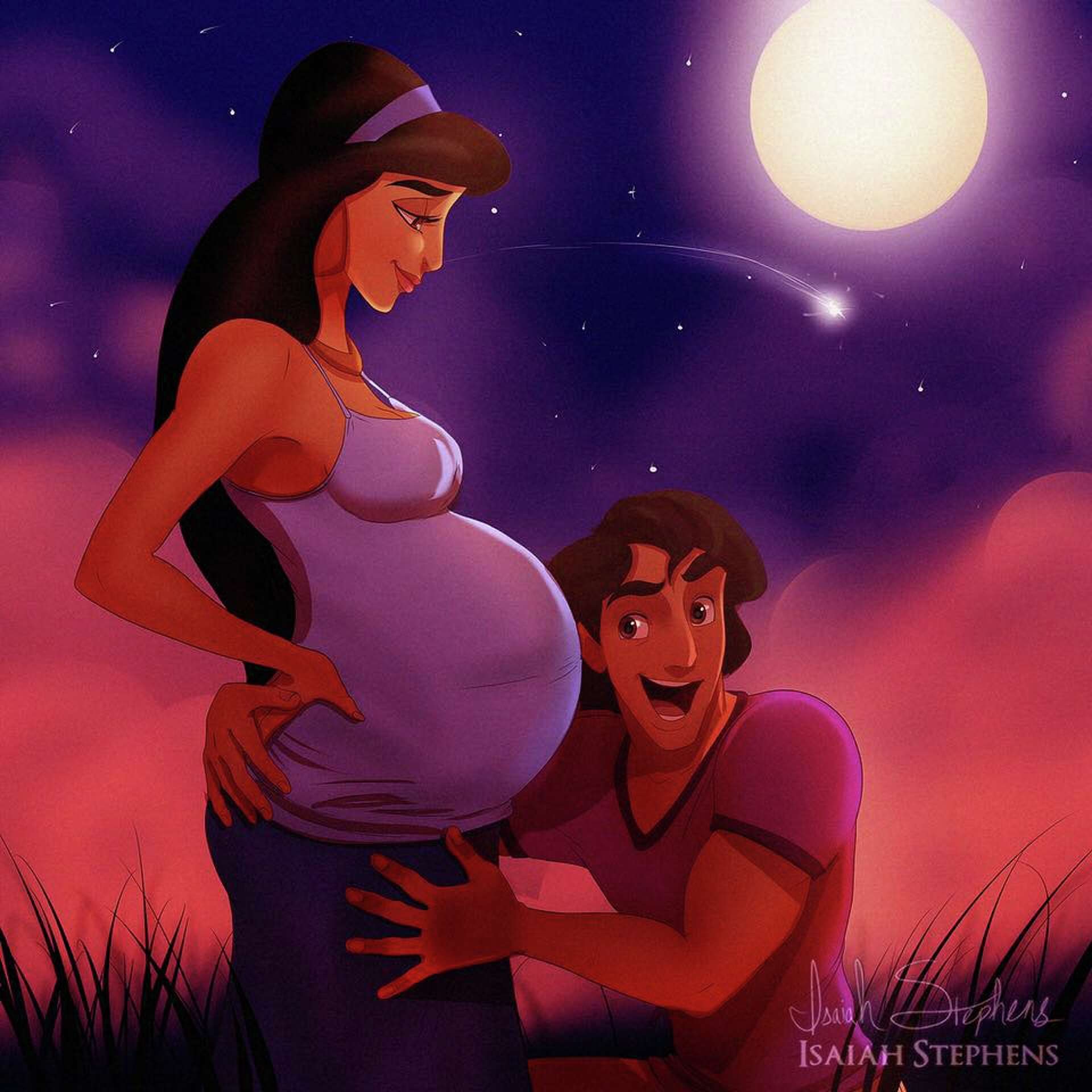 Artist shows Disney princesses as moms and moms-to-be, image size:1920x1920