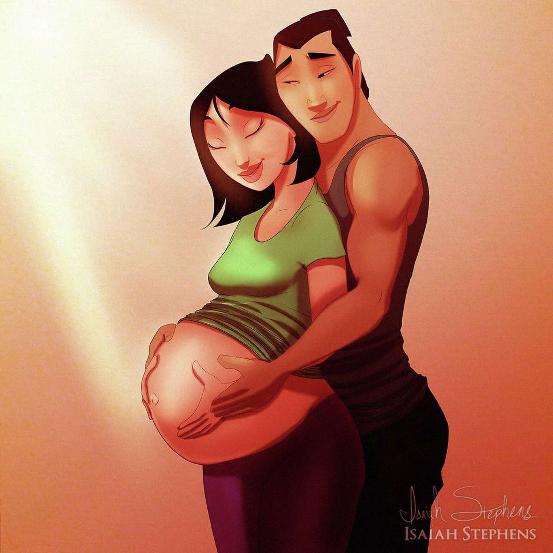 Artist shows Disney princesses as moms and moms-to-be, image size:1920x1920