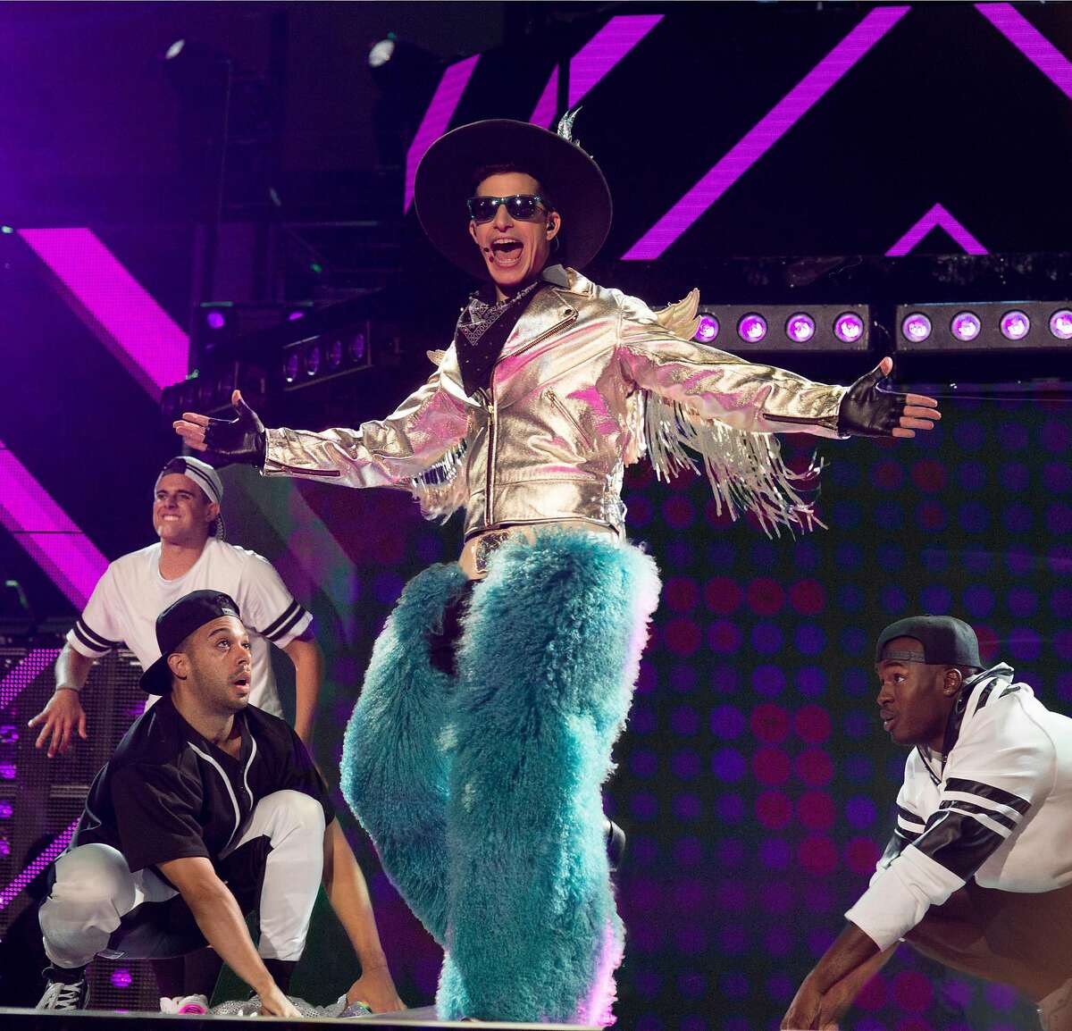 This image released by Universal Pictures shows Andy Samberg in a scene from "Popstar: Never Stop Never Stopping." (Glen Wilson/Universal Pictures via AP)