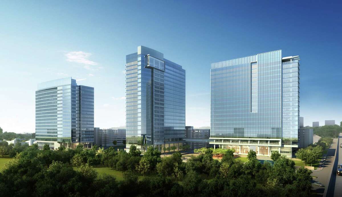 A rendering of the Energy Center complex south of Interstate 10 along North Eldridge Parkway. Energy Center Five, the building on the left, just broke ground.