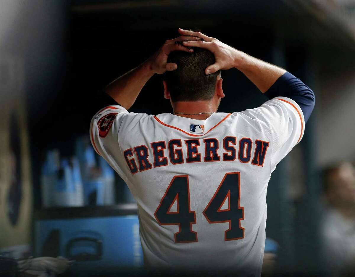 Astros closer Luke Gregerson is beside himself after squandering a 4-1 lead in the ninth inning.
