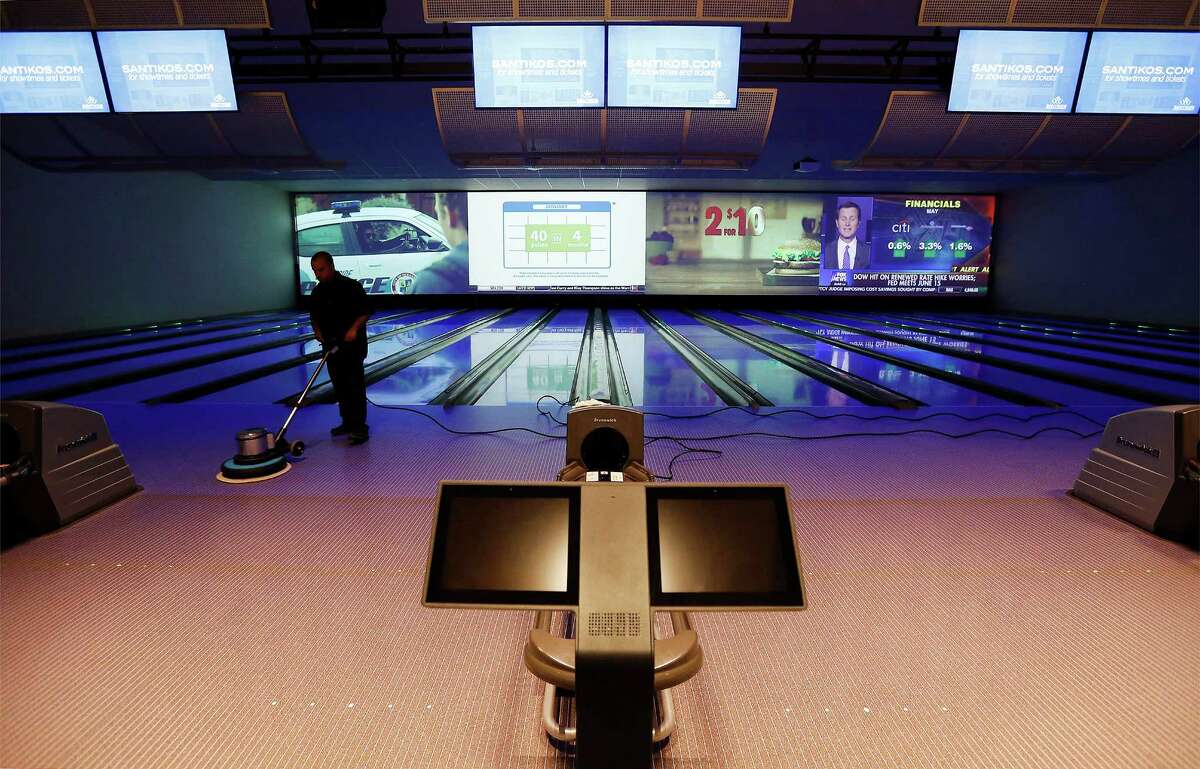 Inside the Santikos Casa Blanca Theater and bowling alley complex ...