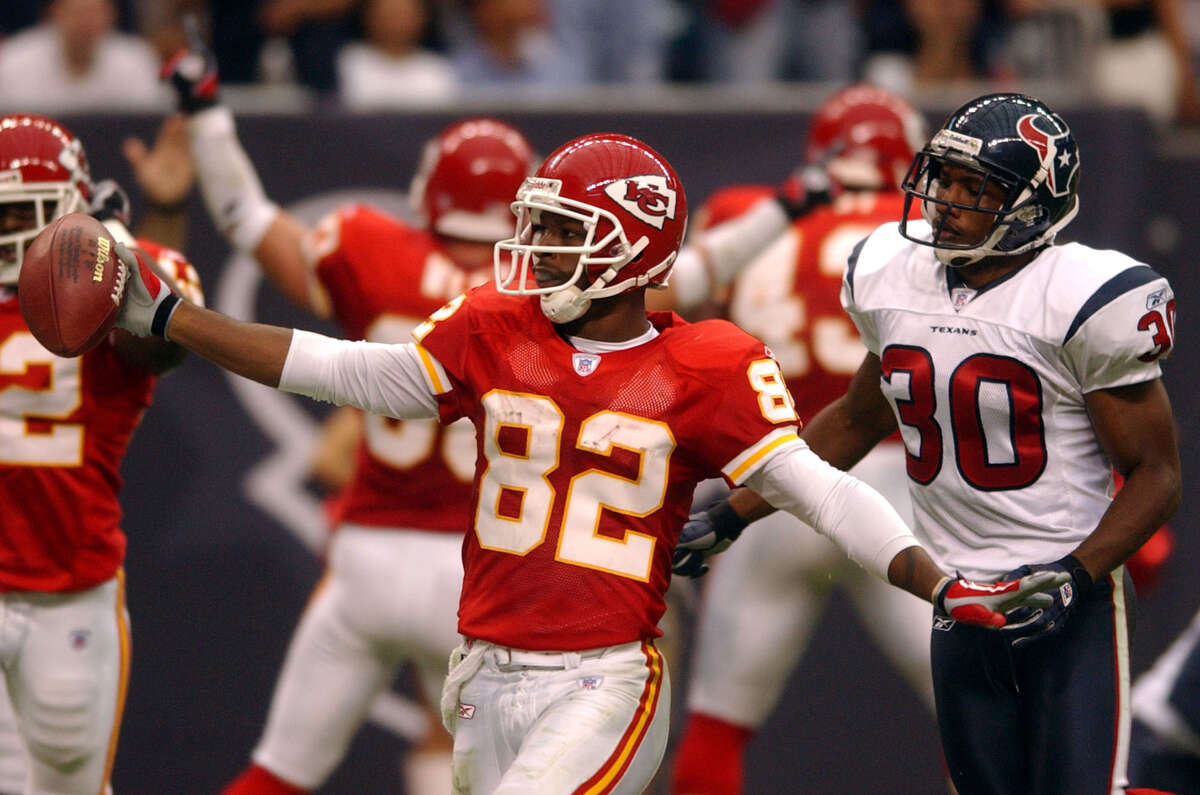 Chiefs over Texans, 42-14 (2003) Dante Hall struts past Texans player Jason Simmons (30) into the endzone on a punt return touchdown in the second half Sunday, September 21, 2003 at Reliant Stadium. BAHRAM MARK SOBHANI/STAFF