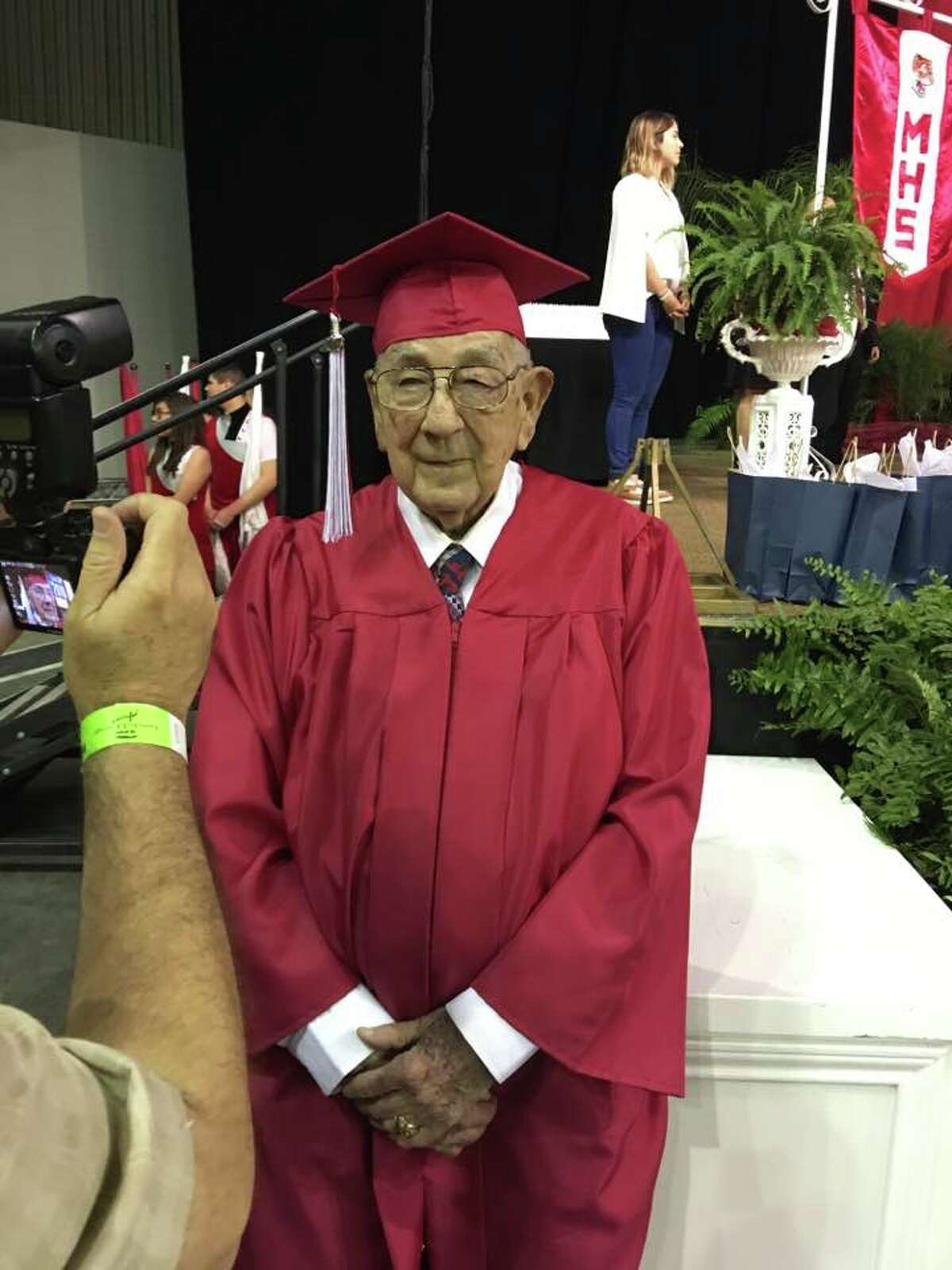 John Valls, 91,  graduated from Laredo's Martin High School on June 2, 2016 72 years after he was drafted into World War II. 