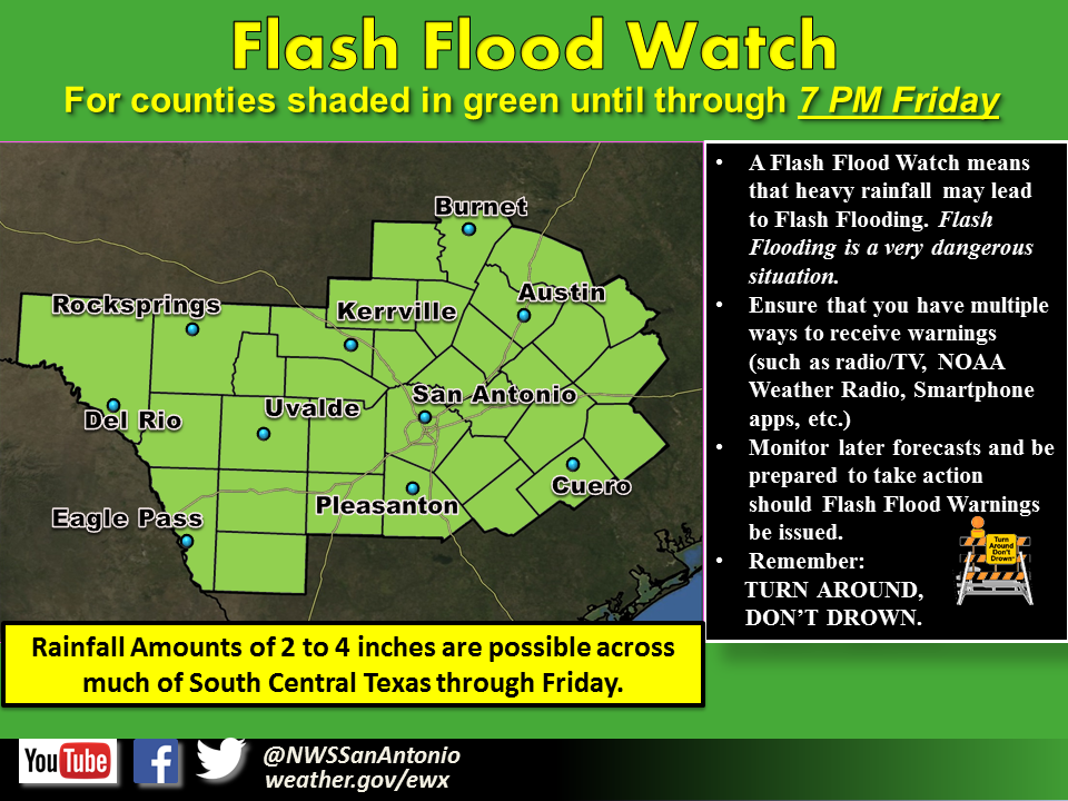National Weather Service extends flash flood watch for San Antonio, region