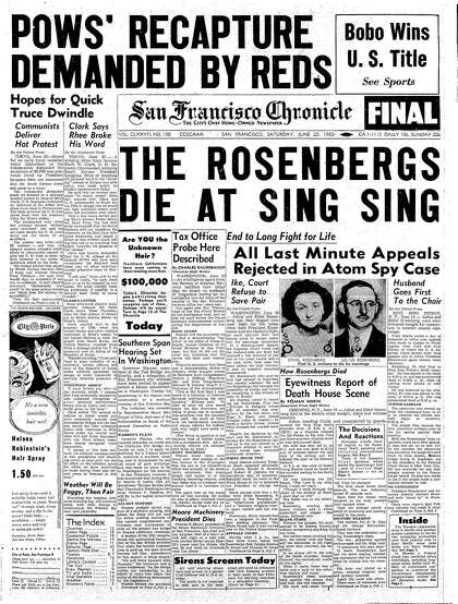 Chronicle Covers: When the Rosenbergs were executed for espionage - SFChronicle.com