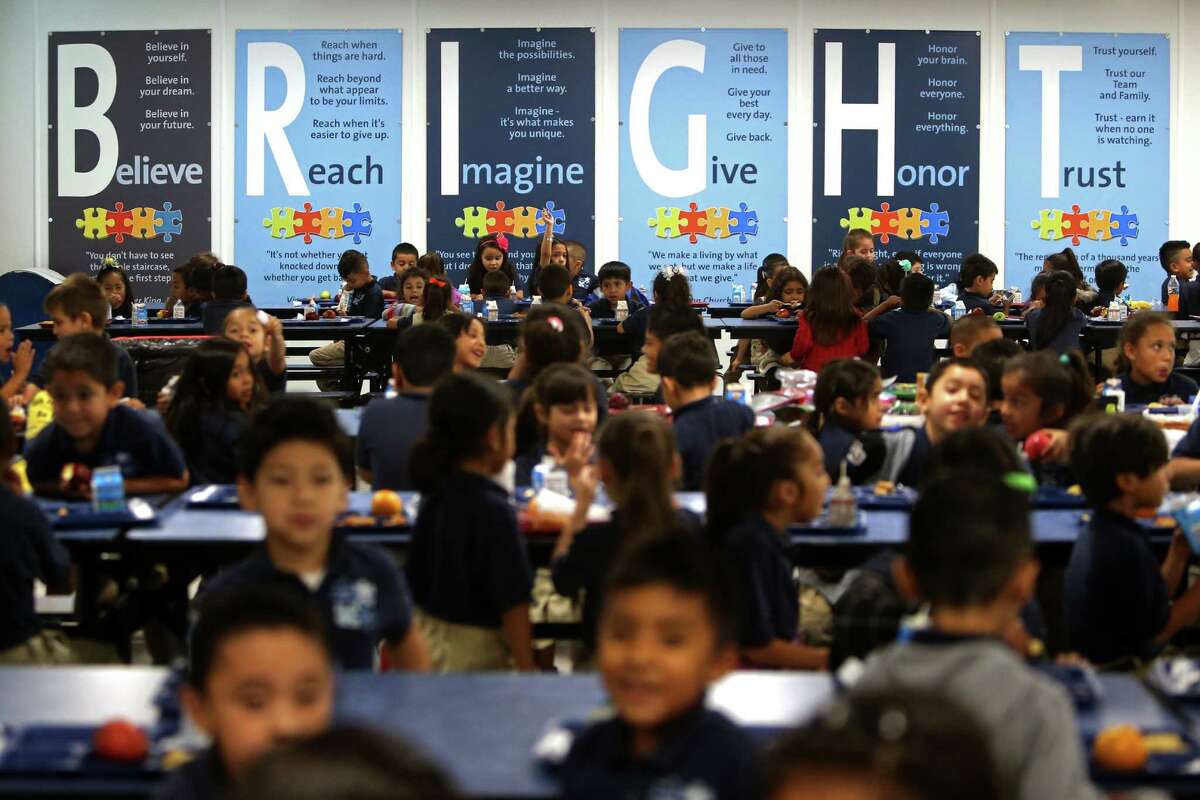 Belive, Reach, Imagine, Give, Honor, Trust, on the wall of the cafeteria at KIPP Explore Academy, Thursday, May 12, 2016, in Houston, Texas. ( Gary Coronado / Houston Chronicle )