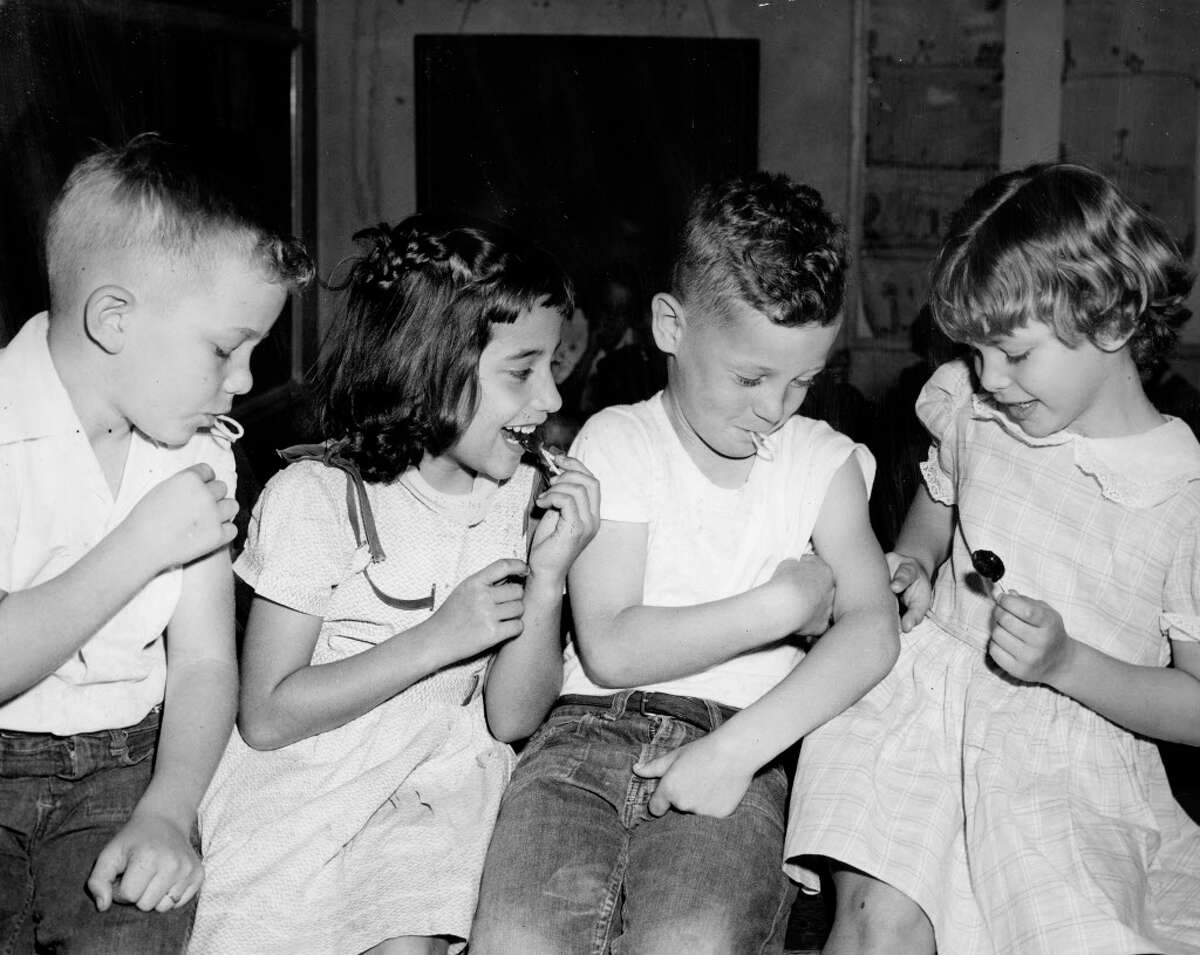 Houston children after receiving the Salk polio vaccine, April 1955.