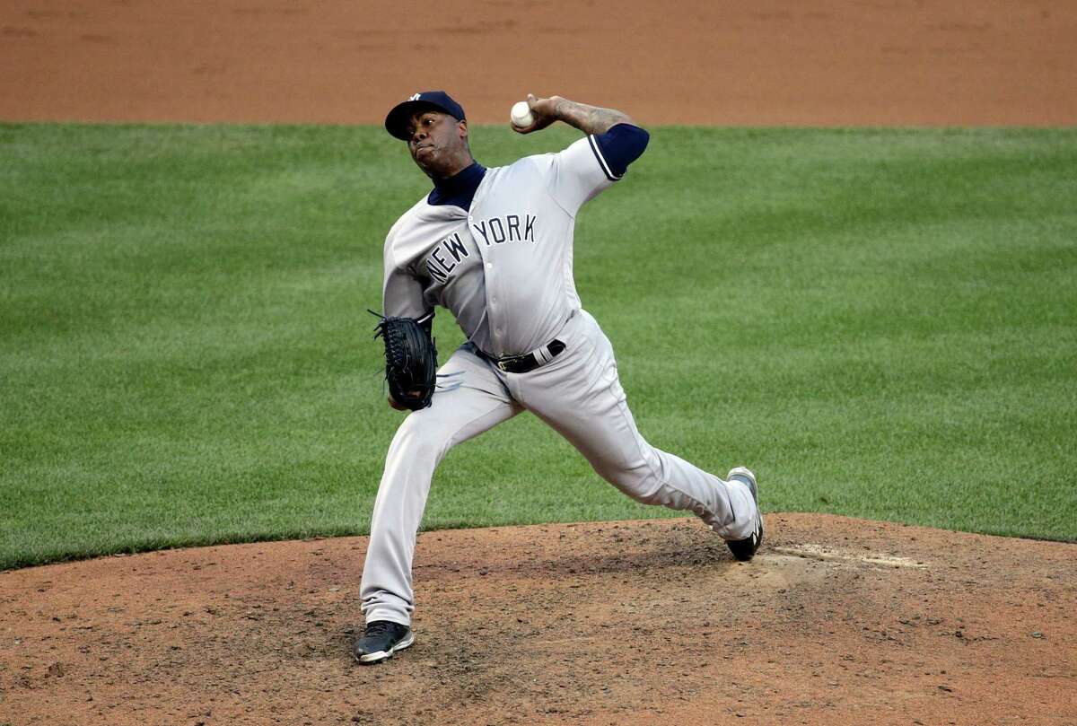 New York Yankees fans fed up with struggling relief pitcher Aroldis Chapman,  hope he will not be in the bullpen for the playoff run: He shouldn't be on  the roster, I'm so