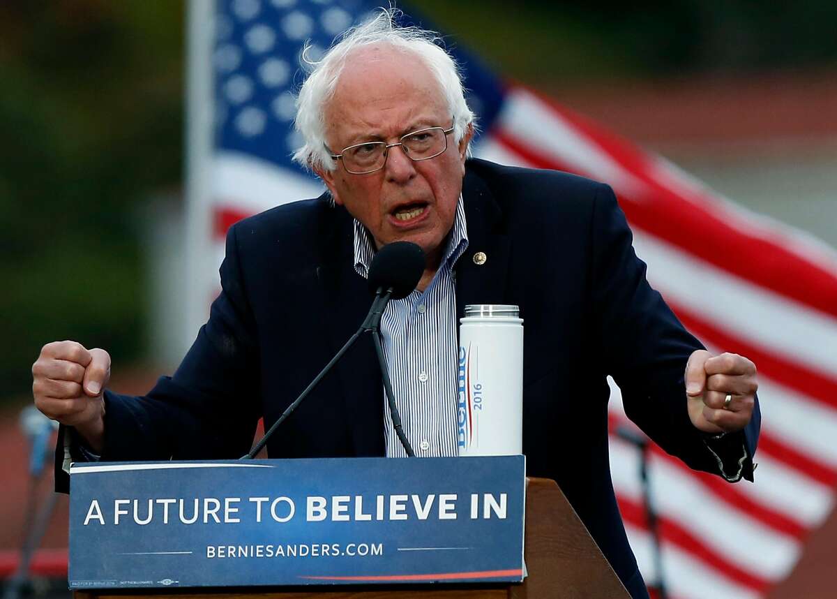 Democratic presidential candidate Sen. Bernie Sanders, D-Vermont, speaks to supporters during a campaign rally at Crissy Field in San Francisco, California, on Monday, June 6, 2016.