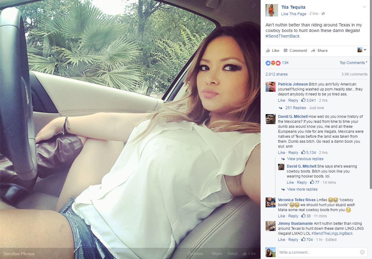 Car Caption Porn - Porn star Tila Tequila posts photo in 'cowboy boots' with ...