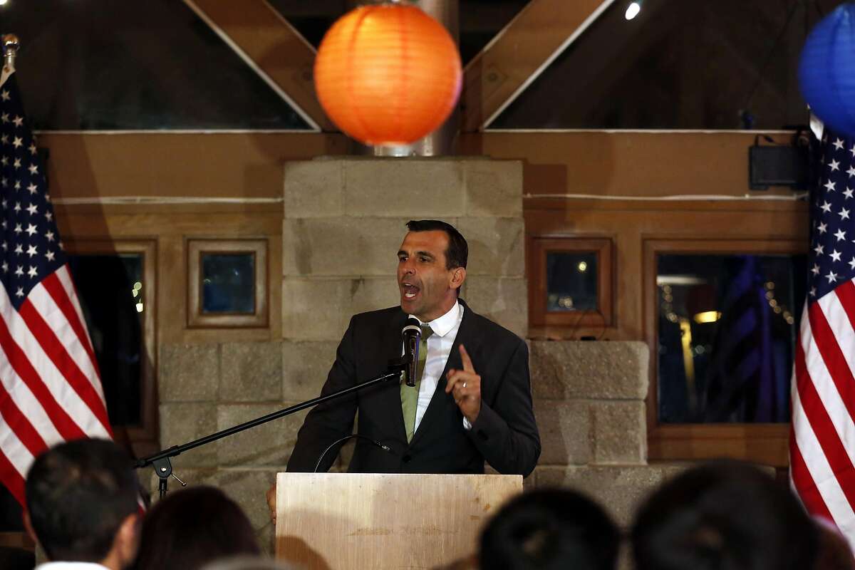 San Jose Mayor Sam Liccardo speaks during an election night party for Ro Khanna at David's Restaurant in Santa Clara, California, on Tuesday, June 7, 2016.