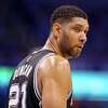 The Spurs’ Tim Duncan pauses during first half action of Game 6 in the Western Conference semifinals against the Oklahoma City Thunder on May 12, 2016 at Chesapeake Energy Arena.