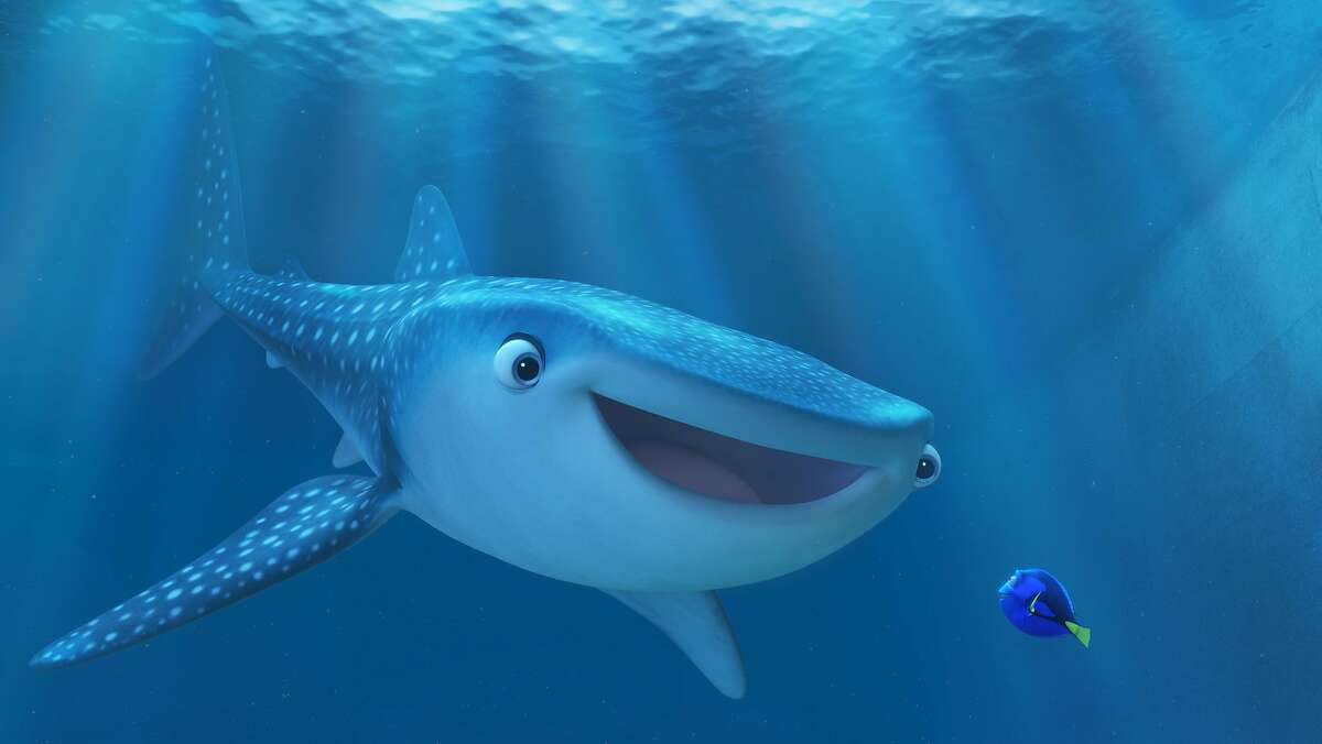 FINDING DORY. Pictured (L-R): Destiny (Kaitlin Olson) and Dory (Ellen DeGeneres). �2016 Disney�Pixar. All Rights Reserved.