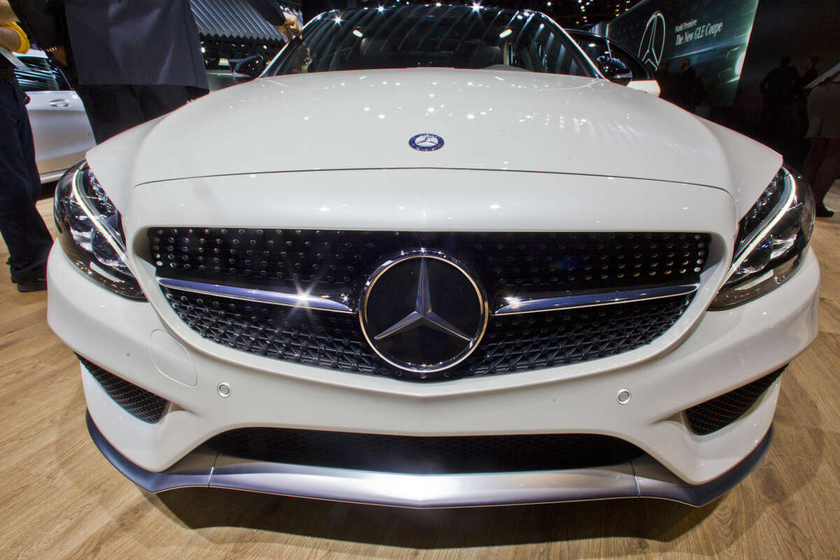 The bonnet of a Mercedes-Benz C450 AMG on display at the North American International Auto Show, Monday, Jan. 12, 2015, in Detroit. (AP Photo/Tony Ding)