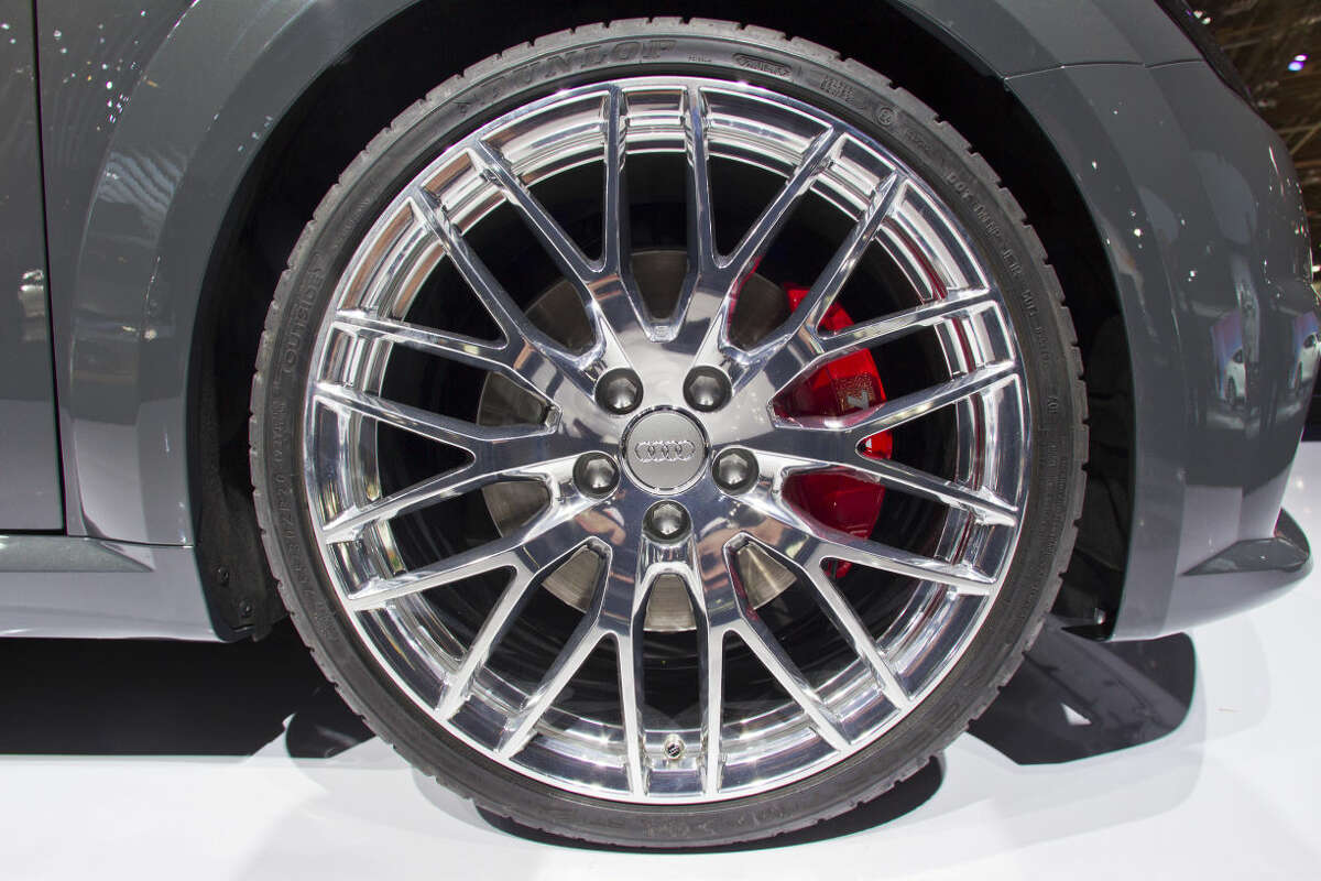 A wheel of an Audi TTS, with chrome finish, on display at the North American International Auto Show, Monday, Jan. 12, 2015, in Detroit. (AP Photo/Tony Ding)