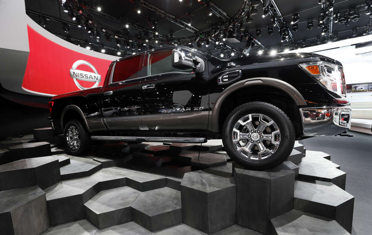 The Nissan Titan is on display during media previews for the North American International Auto Show in Detroit, Tuesday, Jan. 13, 2015. (AP Photo/Paul Sancya)