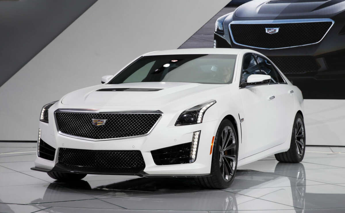 The 2016 Cadillac CTS-V debuts during media previews for the North American International Auto Show in Detroit, Tuesday, Jan. 13, 2015. (AP Photo/Paul Sancya)
