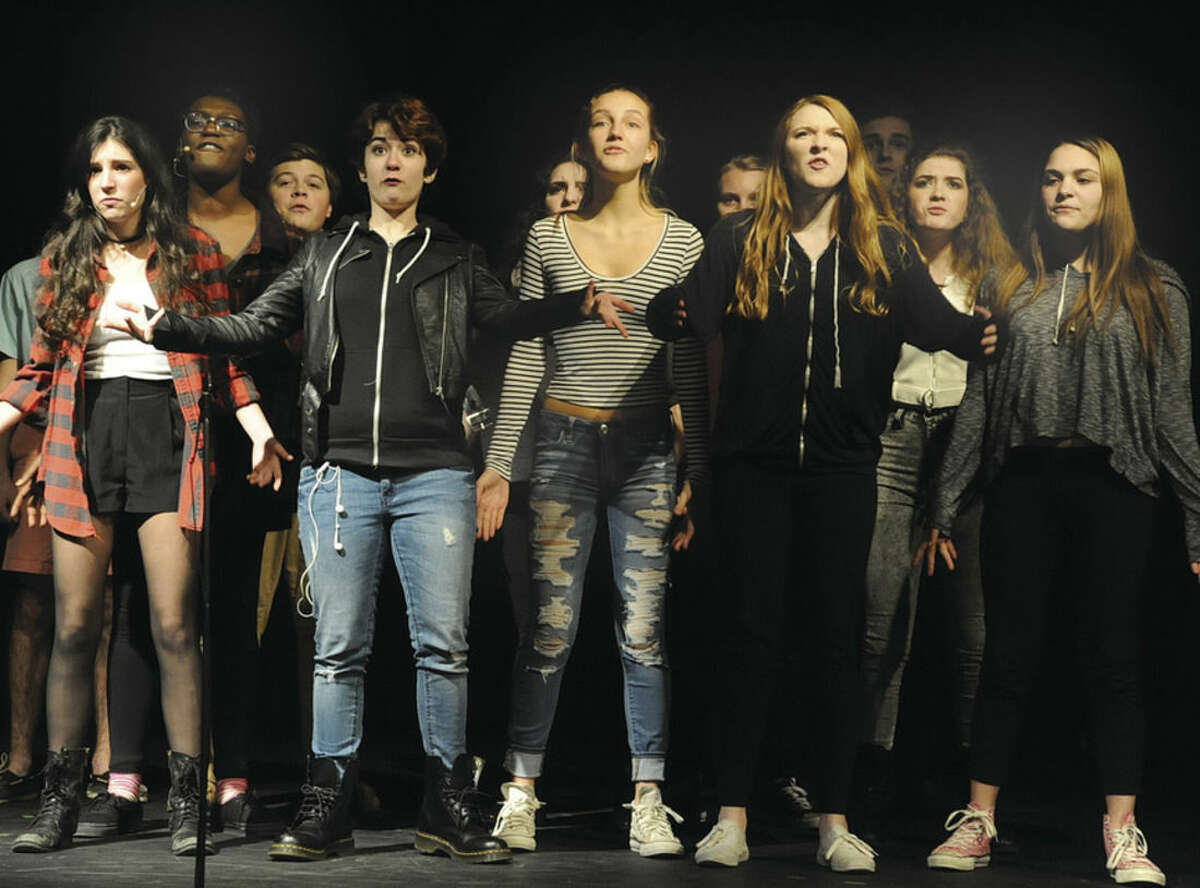 Hour photo/Matthew Vinci A dress rehearsal for the play "Keychain" that was written and produced by 15-year-old Zachary Anderson of Norwalk High School takes place on Monday at the Crystal Theater in Norwalk.