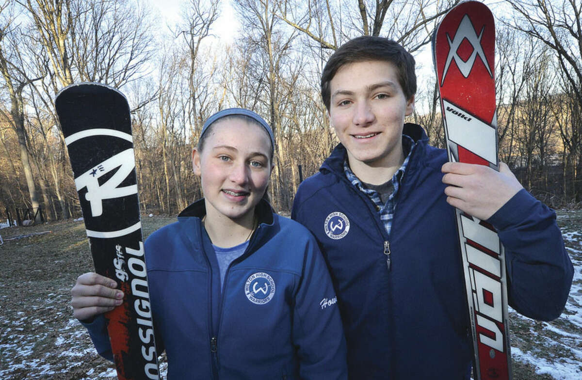 Photo by Alex von Kleydorff Siblings Haley, left, and Will Howard are the top skiers for the Wilton High School ski team this winter.