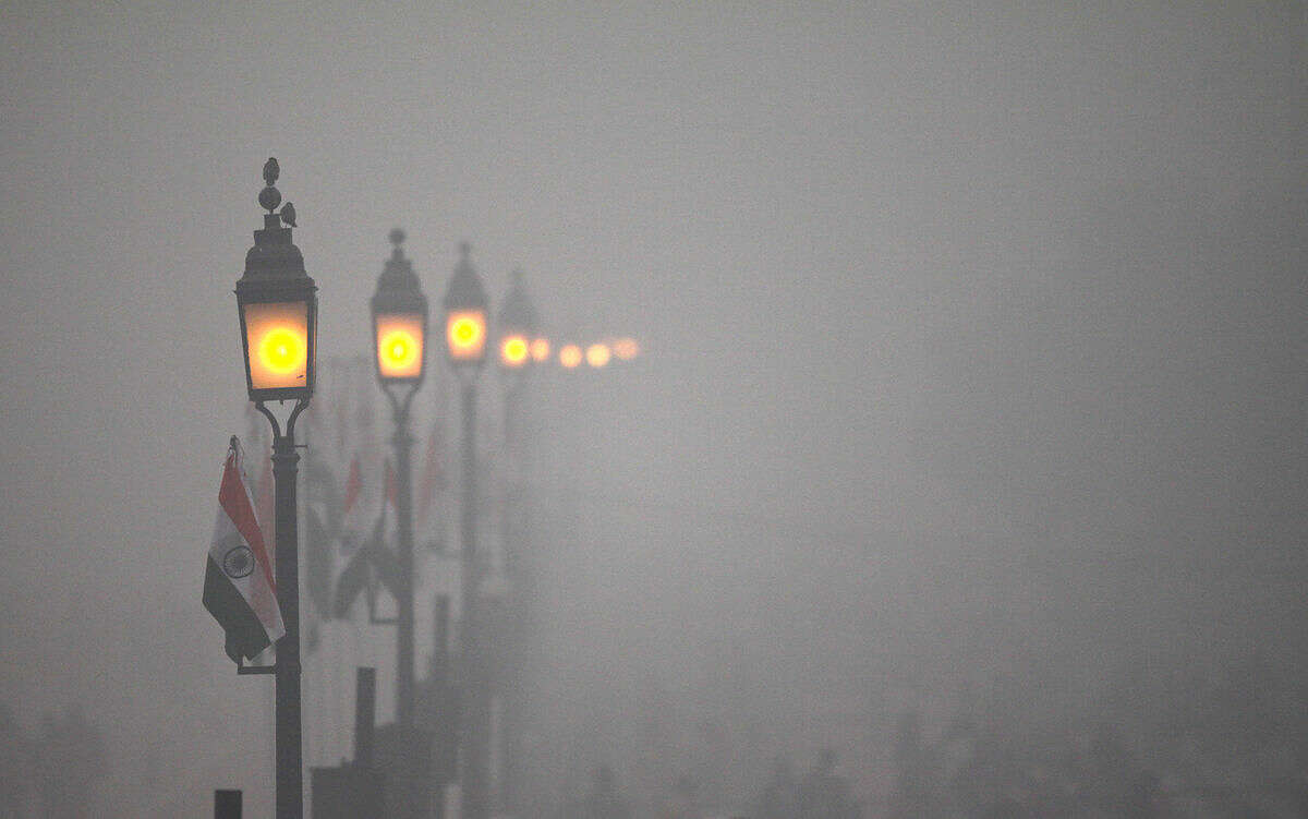 A thick fog envelops the Rajpath before the start of Republic Day parade ceremony in New Delhi, India, Tuesday, Jan. 26, 2016. French President Francois Hollande Tuesday joined Indian Prime Minister Narendra Modi and other top officials to view an elaborate display of Indian marching bands and military hardware as the guest of honor at India’s Republic Day celebration. (AP Photo/ Manish Swarup)