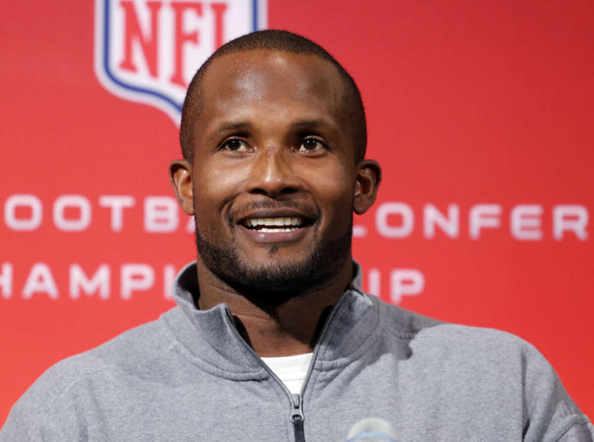FILE - In this Jan. 15, 2014 file photo, Denver Broncos cornerback Champ Bailey smiles during a news conference at the NFL Denver Broncos football training facility in Englewood, Colo. The Broncos are scheduled to play the Seattle Seahawks in the NFL Super Bowl on Feb. 2, in East Ruterford, N.J. It will be Bailey's first Super Bowl. (AP Photo/Ed Andrieski, File)