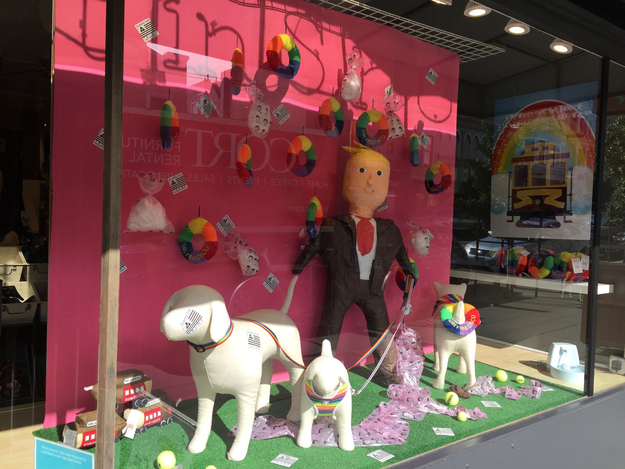 SF pet store pokes fun at Donald Trump with window display of dog poop bags