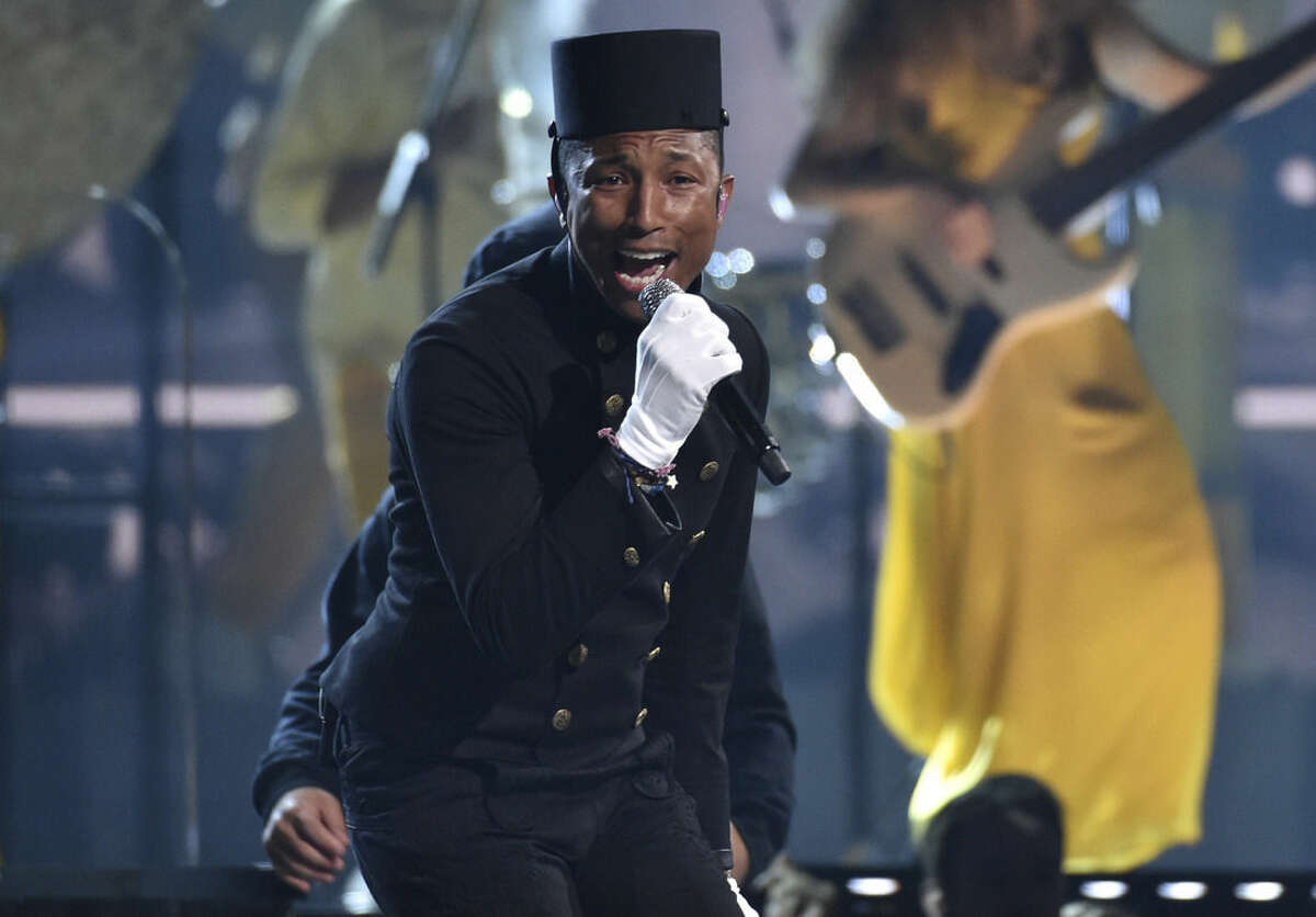 Pharrell Williams performs at the 57th annual Grammy Awards on Sunday, Feb. 8, 2015, in Los Angeles. (Photo by John Shearer/Invision/AP)