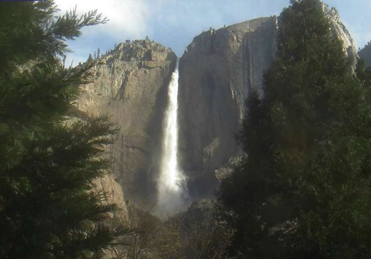 Yosemite Falls is thundering over the brink and into Yosemite Valley. Rain on top of snowmelt has created near-flood flows. The park banned rafting on the Merced River for the past three days for safety reason.s