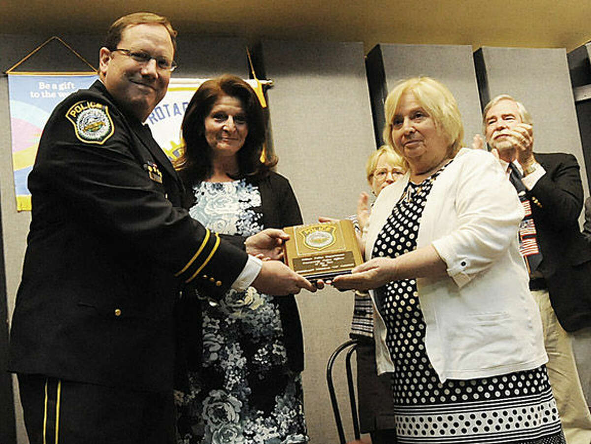 The Thomas TJ Tunney Community Police Award is presented by Wilton Police Chief Robert Crosby and received by Tunney’s niece, Stephanie Dana-Schmidt, and his sister, Katheryn Mindlin.