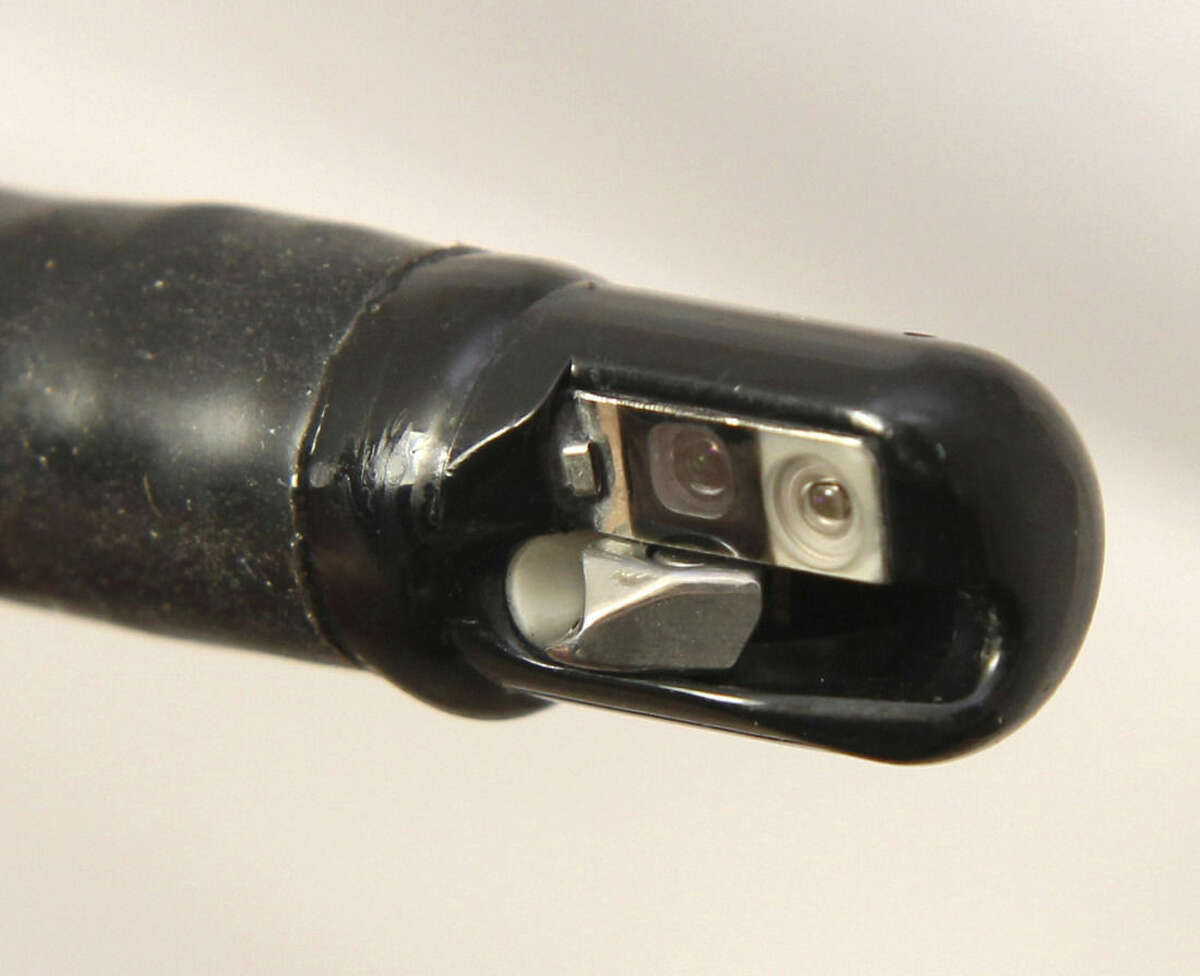 This undated photo provided by the U.S. Food and Drug Administration shows the tip of an endoscopic retrograde cholangiopancreatography (ERCP) duodenoscope, attached to a long tube, not shown. A "superbug" outbreak suspected in the deaths of two Los Angeles hospital patients is raising disturbing questions about the design of a hard-to-clean medical instrument used on more than half a million people in the U.S. every year. At least seven people — two of whom died — have been infected with a potentially lethal, antibiotic-resistant strain of bacteria after undergoing endoscopic procedures at Ronald Reagan UCLA Medical Center between October and January. More than 170 other patients may also have been exposed, university officials said. (AP Photo/U.S. Food and Drug Administration)