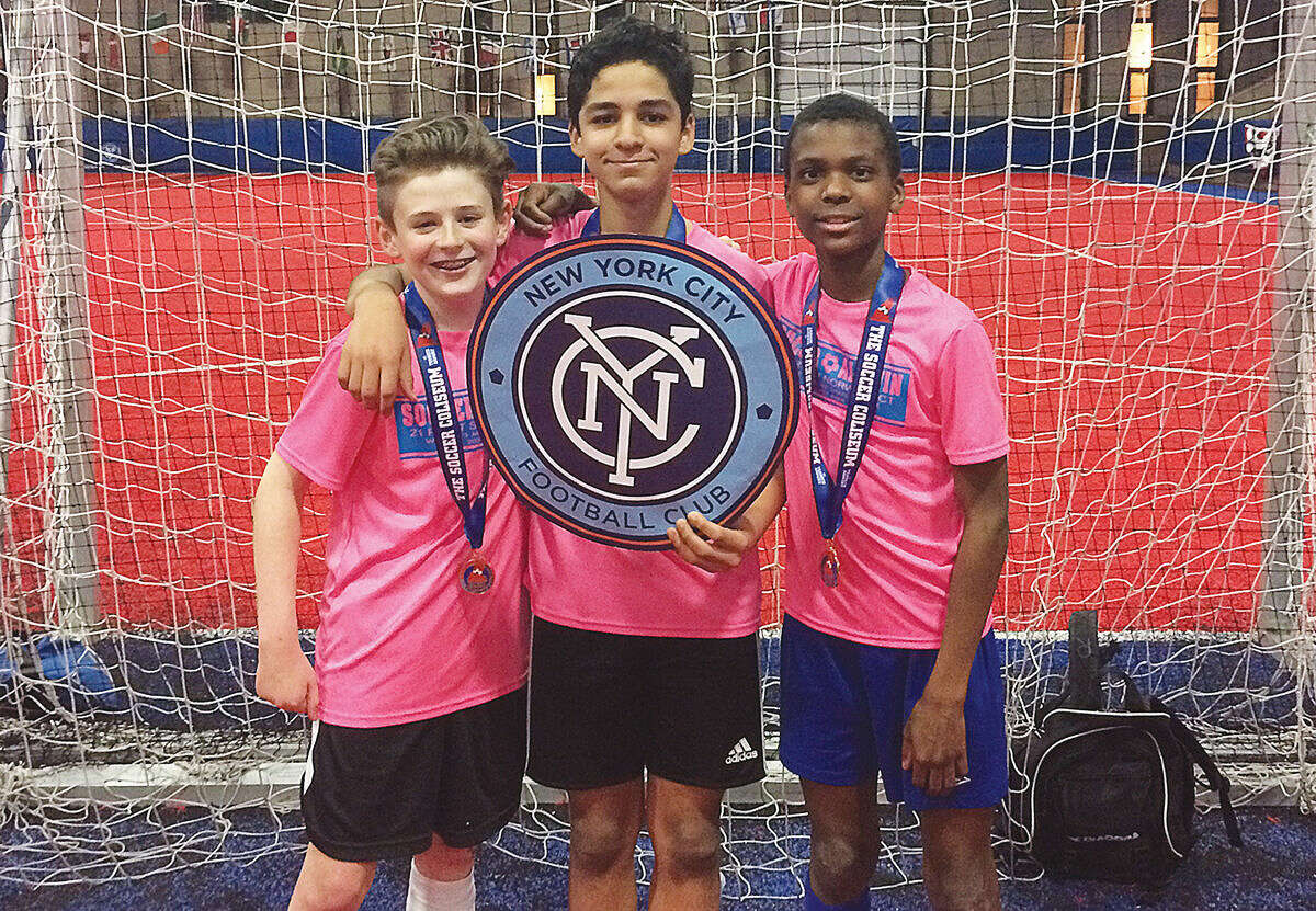Finnegan Bergin, Yasin Choukri and Nathan Bennett (pictured left to right) all played for FC Rossanese, which won this exciting tournament 4-3 on penalty kicks against LS Select FC Scorpions.