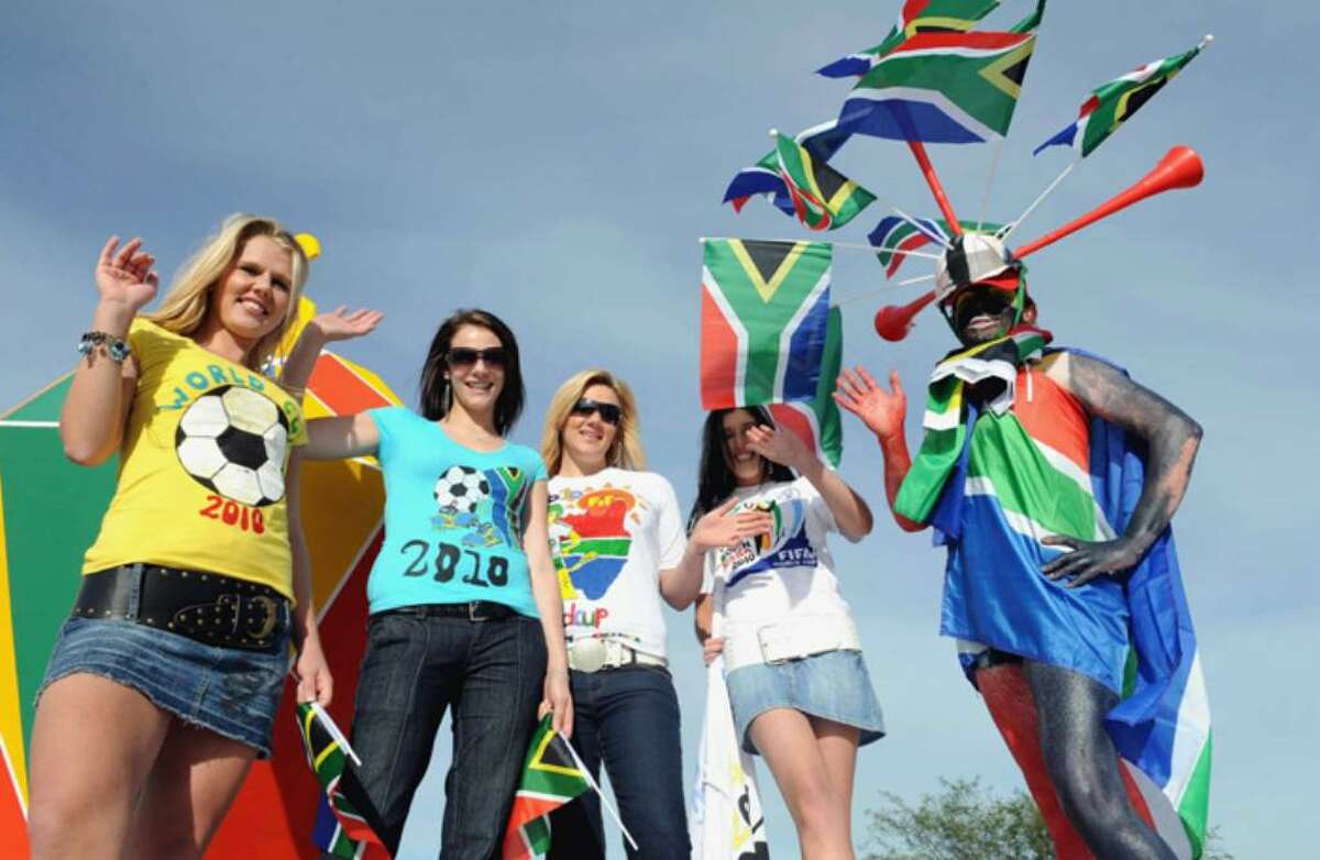 KIMBERLEY, SOUTH AFRICA - APRIL 21: (NO SALES) In this handout image provided by the 2010 FIFA World Cup Organising Committee South Africa, A general view of fans during the FIFA 2010 OC 50 days celebrations on April 21, 2010 in Kimberley, South Africa. (Photo by 2010 FIFA World Cup Organising Committee South Africa via Getty Images)