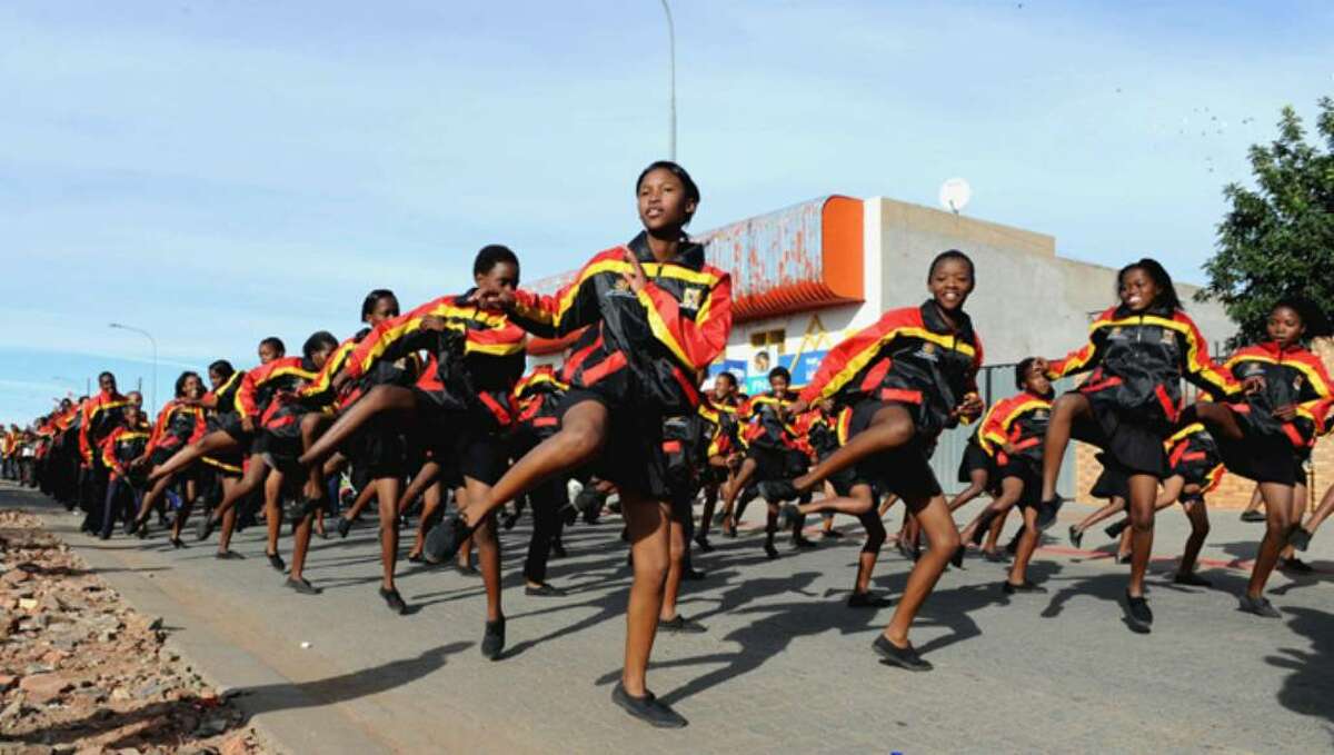 KIMBERLEY, SOUTH AFRICA - APRIL 21: (NO SALES) In this handout image provided by the 2010 FIFA World Cup Organising Committee South Africa, A general view of dancers during the FIFA 2010 OC 50 days celebrations on April 21, 2010 in Kimberley, South Africa. (Photo by 2010 FIFA World Cup Organising Committee South Africa via Getty Images)