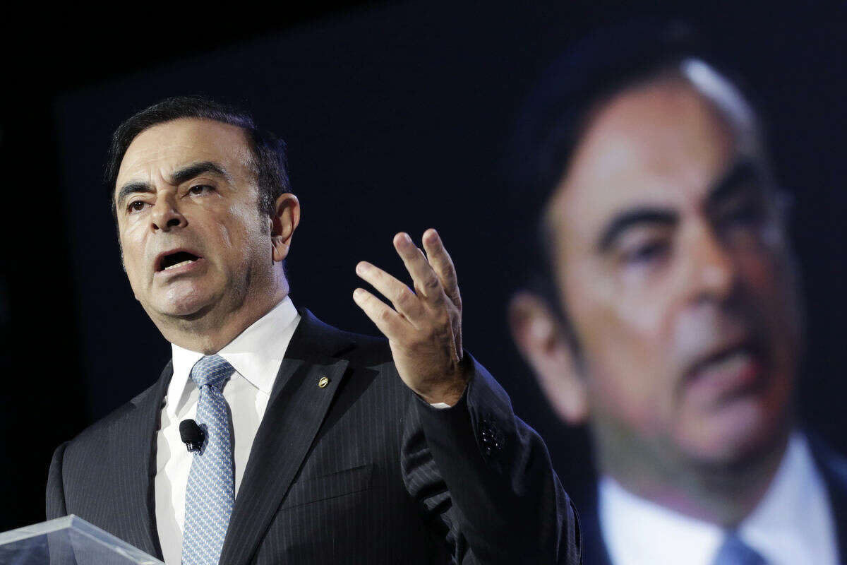 Carlos Ghosn, the Chairman and CEO of both Nissan and Renault, speaks at the New York International Auto Show, Wednesday, March 23, 2016, in New York. (AP Photo/Mark Lennihan)