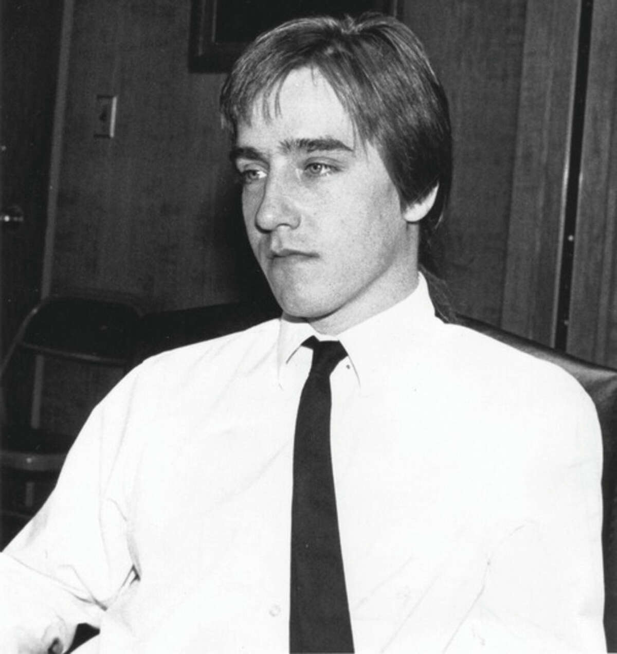 This 1990 photo shows Derek Oatis in Connecticut. Oatis was arrested in 1984 for trafficking cocaine from Venezuela for his fellow prep school classmates at Choate Rosemary Hall in Wallingford, Conn. More than 30 years later, he runs a law practice in Manchester, Conn. His story inspired the new film, ?’The Preppie Connection." (Howard Iwanicki/Record-Journal via AP) MANDATORY CREDIT