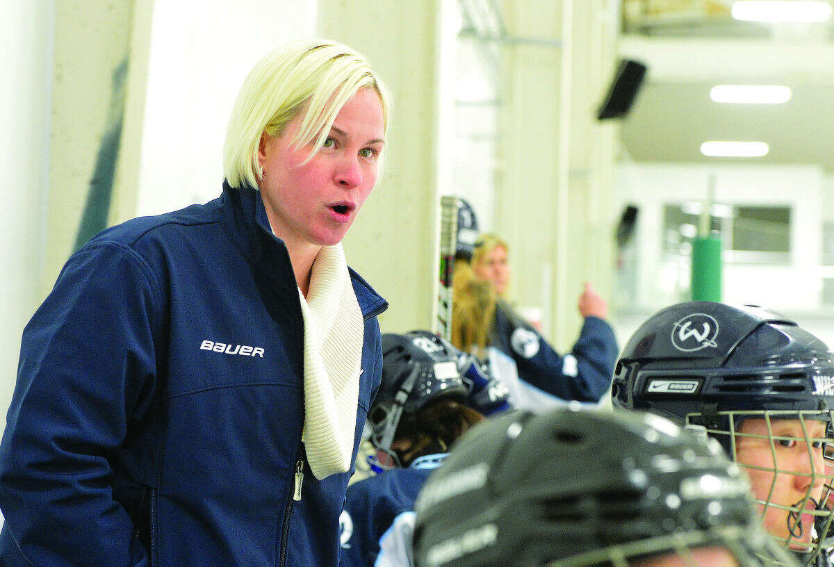 Wilton girls hockey coach Melissa Hawkins is stepping down after two seasons. (Hour Photo/Alex von Kleydorff)