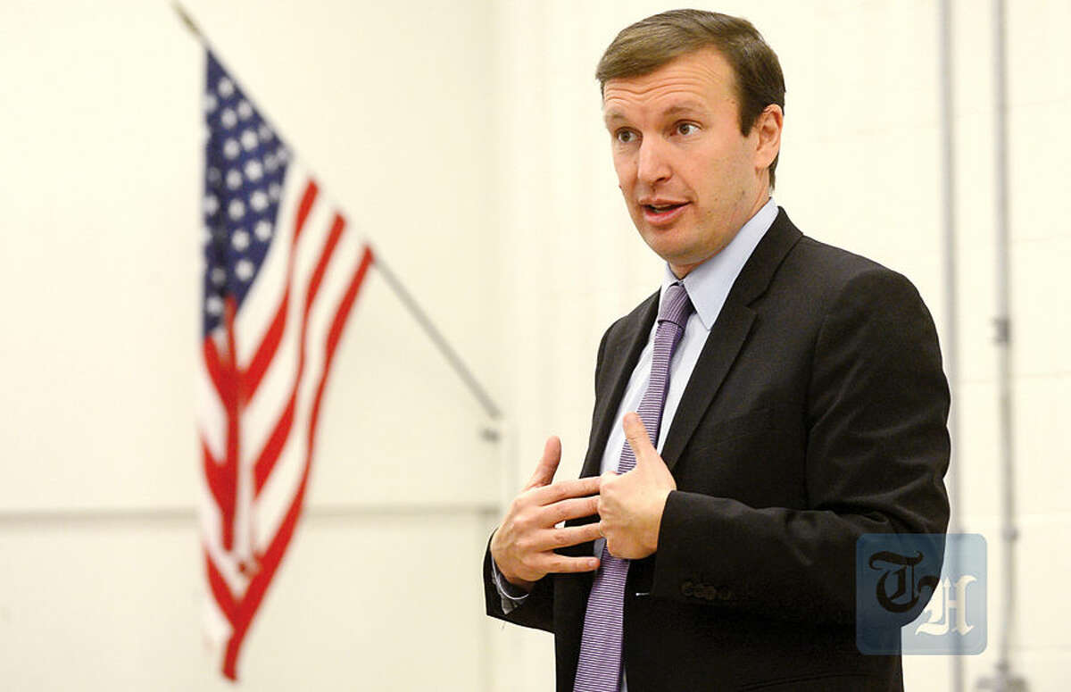 U.S. Sen. Chris Murphy talks to the Norwalk High School Future Business Leaders of America Club to highlight the importance of innovation and entrepreneurship and share career advice Thursday at the school.