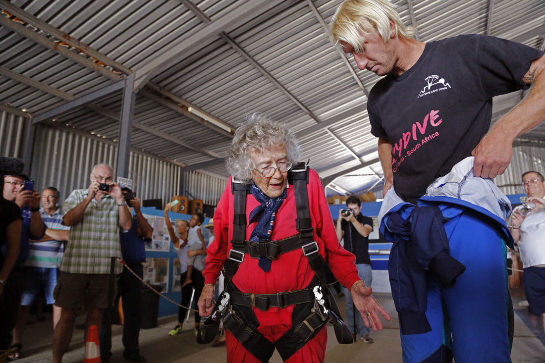 South African woman celebrates 100th birthday with a skydive