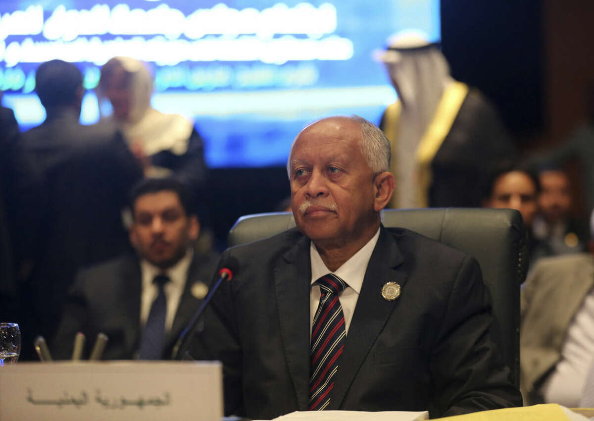 Yemeni Foreign Minister Riad Yassin attends an Arab foreign ministers meeting during an Arab summit in Sharm el-Sheikh, South Sinai, Egypt, Sunday, March 29, 2015. Arab League member states have agreed in principle to form a joint inter-Arab military peacekeeping force. The agreement is a telling sign of a new determination among Saudi Arabia, Egypt and their allies to intervene aggressively in regional hotspots, whether against Islamic militants or spreading Iranian power. (AP Photo/Thomas Hartwell)