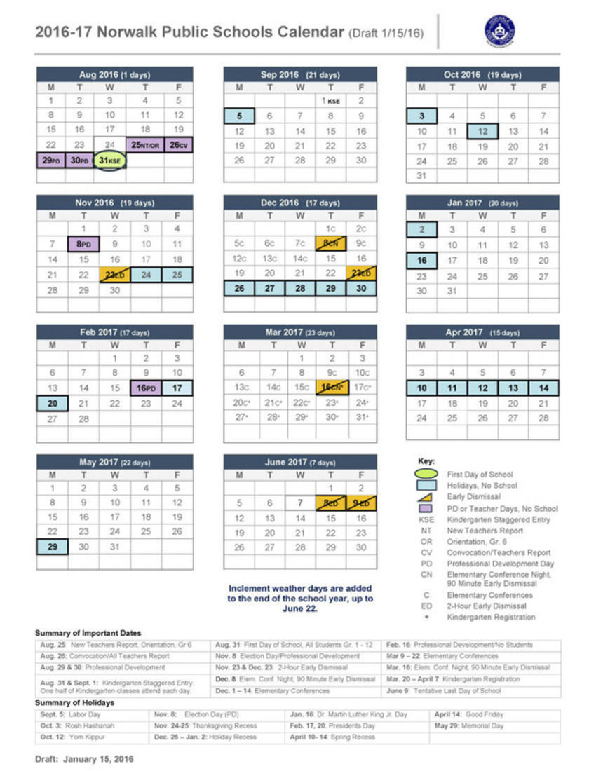 Norwalk BOE to approve calendars for next two school years