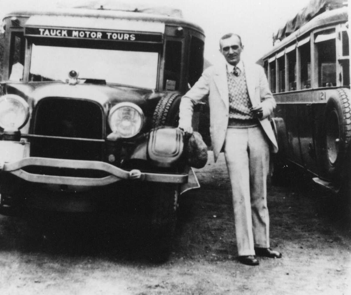 Contributed photo Arthur Tauck Sr. with a motorcoach in the 1920s.