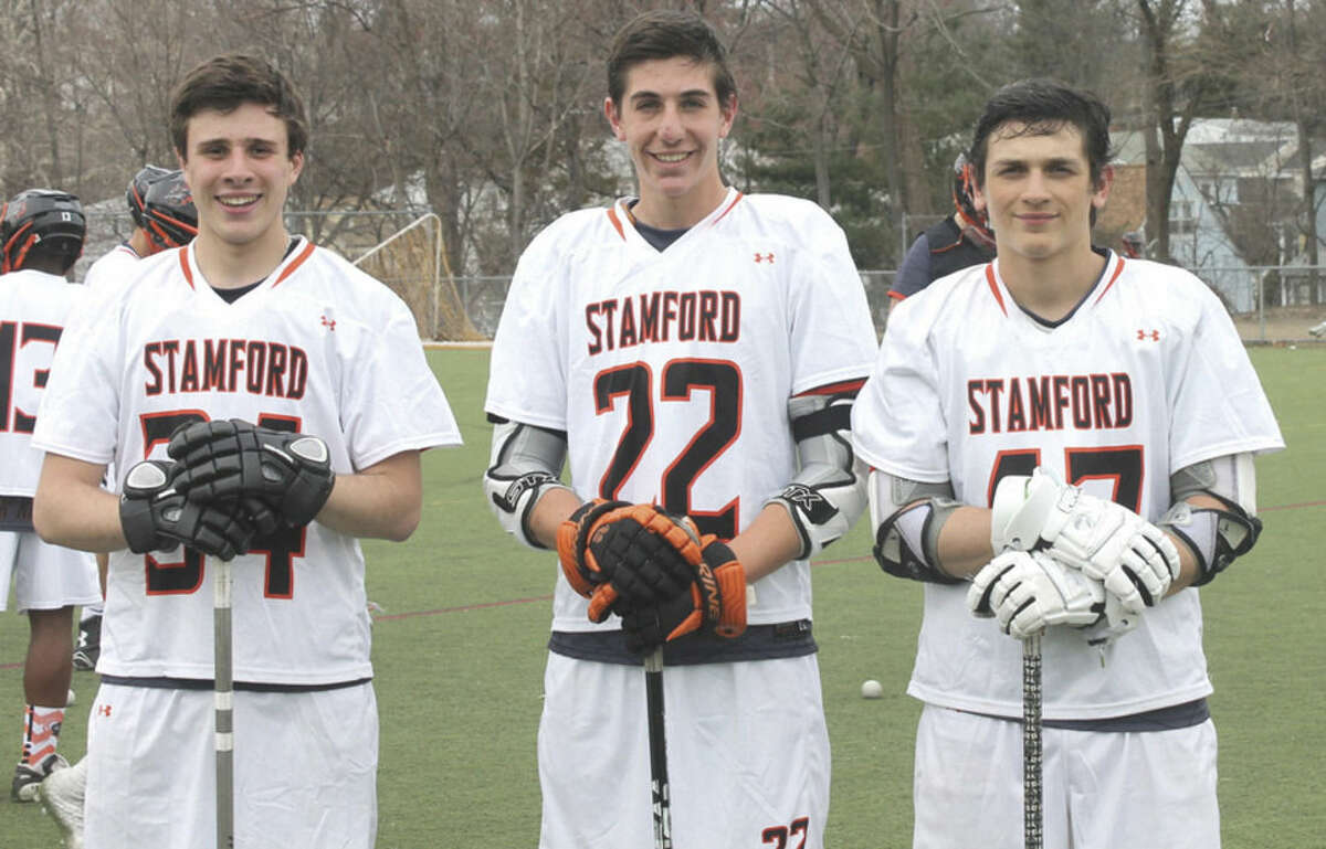 Photo by Joe Ryan Stamford's captains, from left, Nick Smart, Sam Berkrot and Andrew Kydes are hopeing to lead the Black Knights to the state tournament.