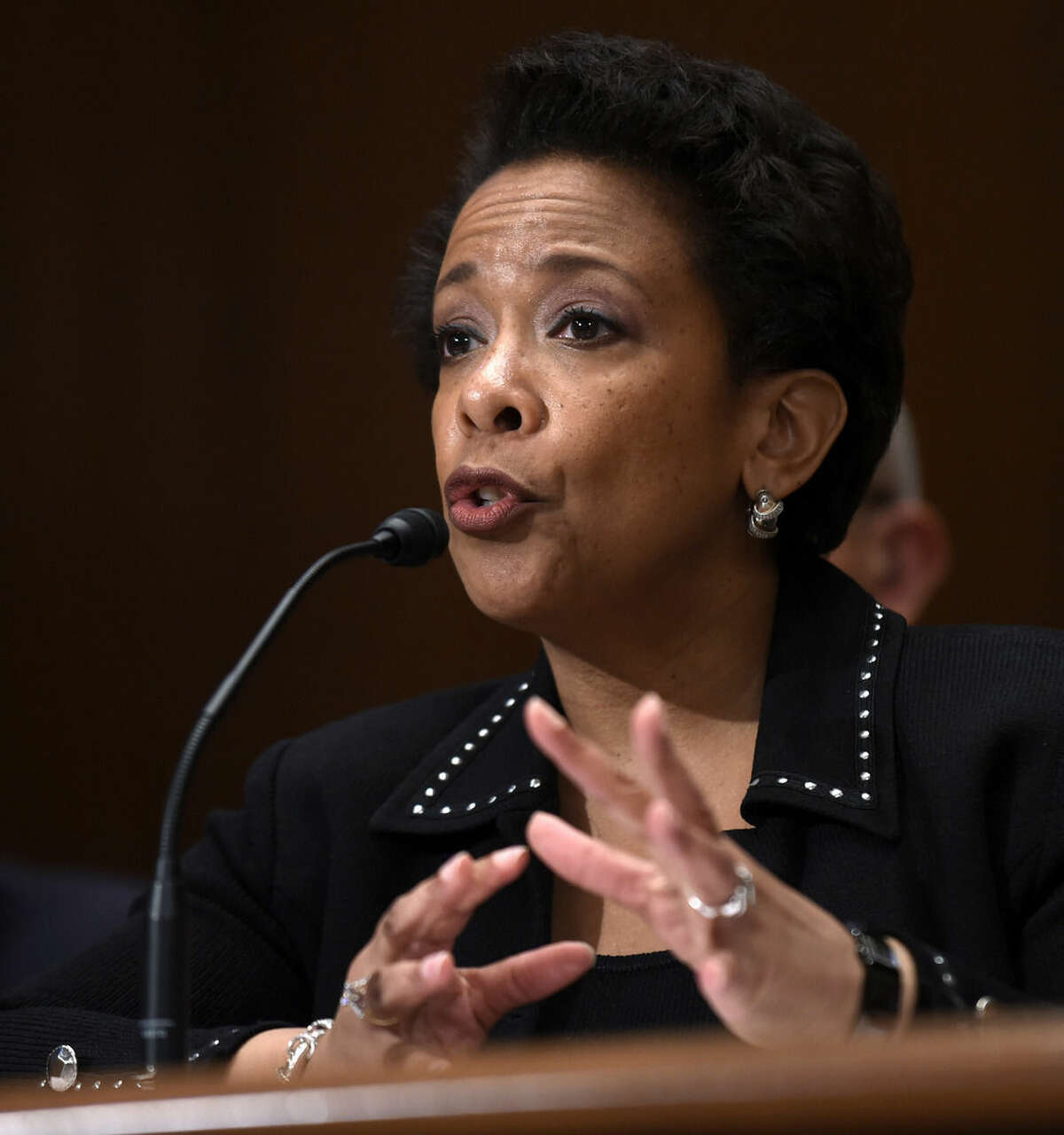 Attorney General Loretta Lynch testifies on Capitol Hill in Washington, Thursday, May 7, 2015, before the Senate subcommittee on Commerce, Justice, Science, and Related Agencies hearing to examine the proposed budget estimates for fiscal year 2016 for the Justice Department. Lynch said she’ll decide soon whether the Justice Department will undertake a civil rights investigation into the Baltimore police department. (AP Photo/Susan Walsh)