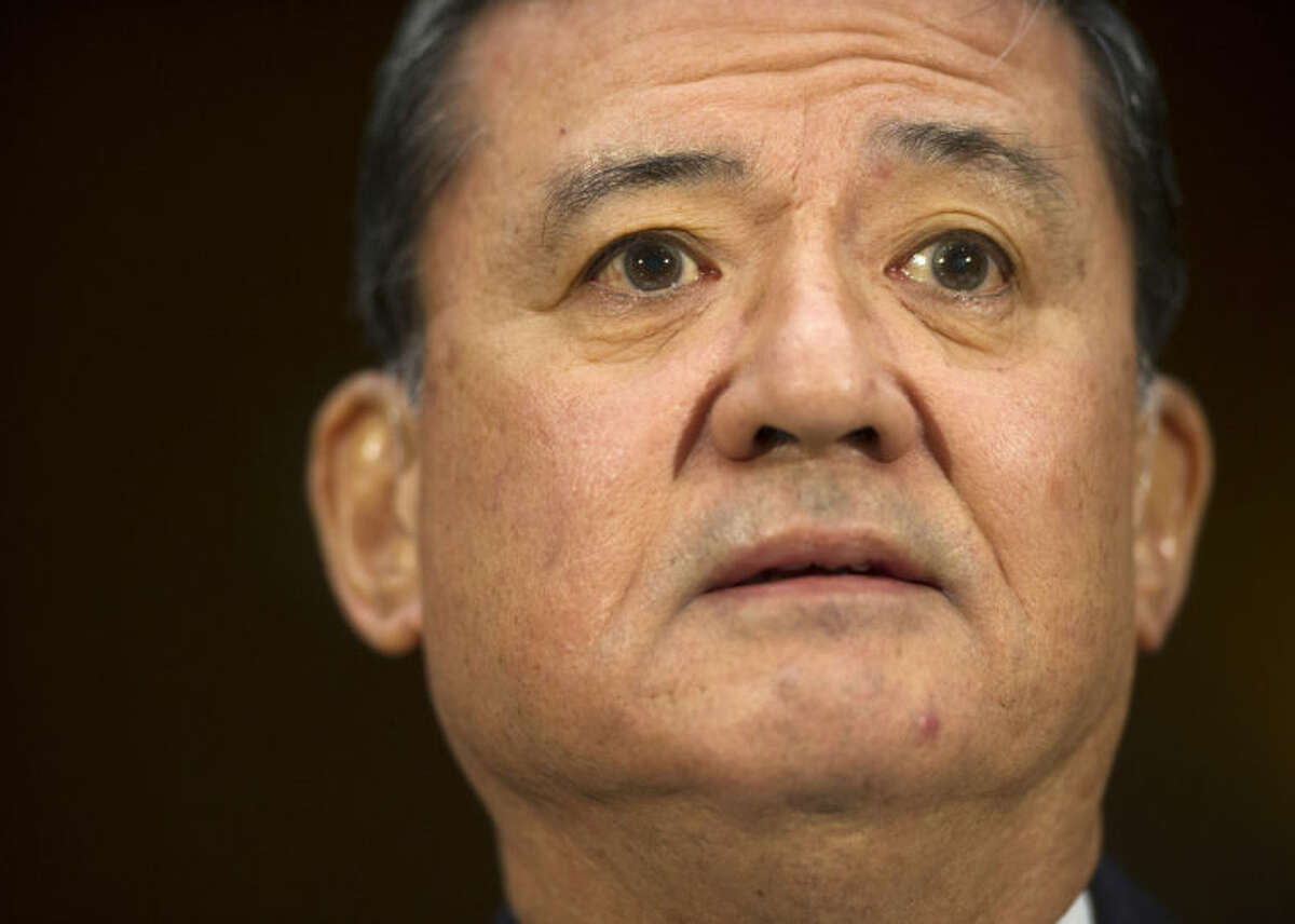 Veterans Affairs Secretary Eric Shinseki listens on Capitol Hill in Washington, Thursday, May 15, 2014, while testifying before the Senate Veterans Affairs Committee hearing to examine the state of Veterans Affairs health care. (AP Photo/Cliff Owen)